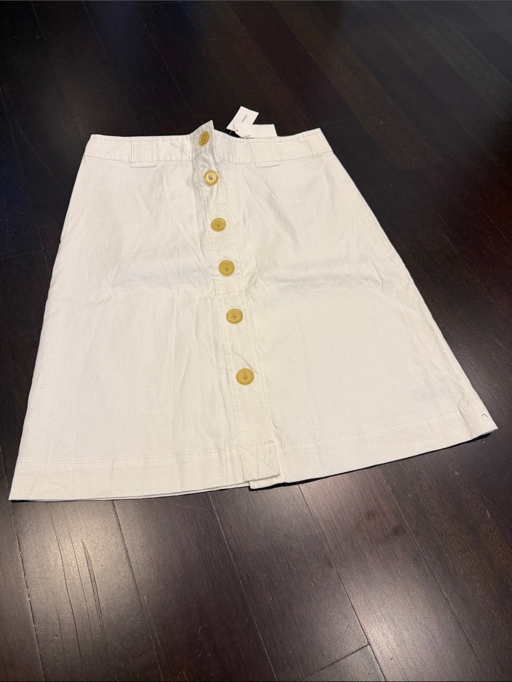 Banana Republic Ivory Linen Blend  Button-Front Skirt